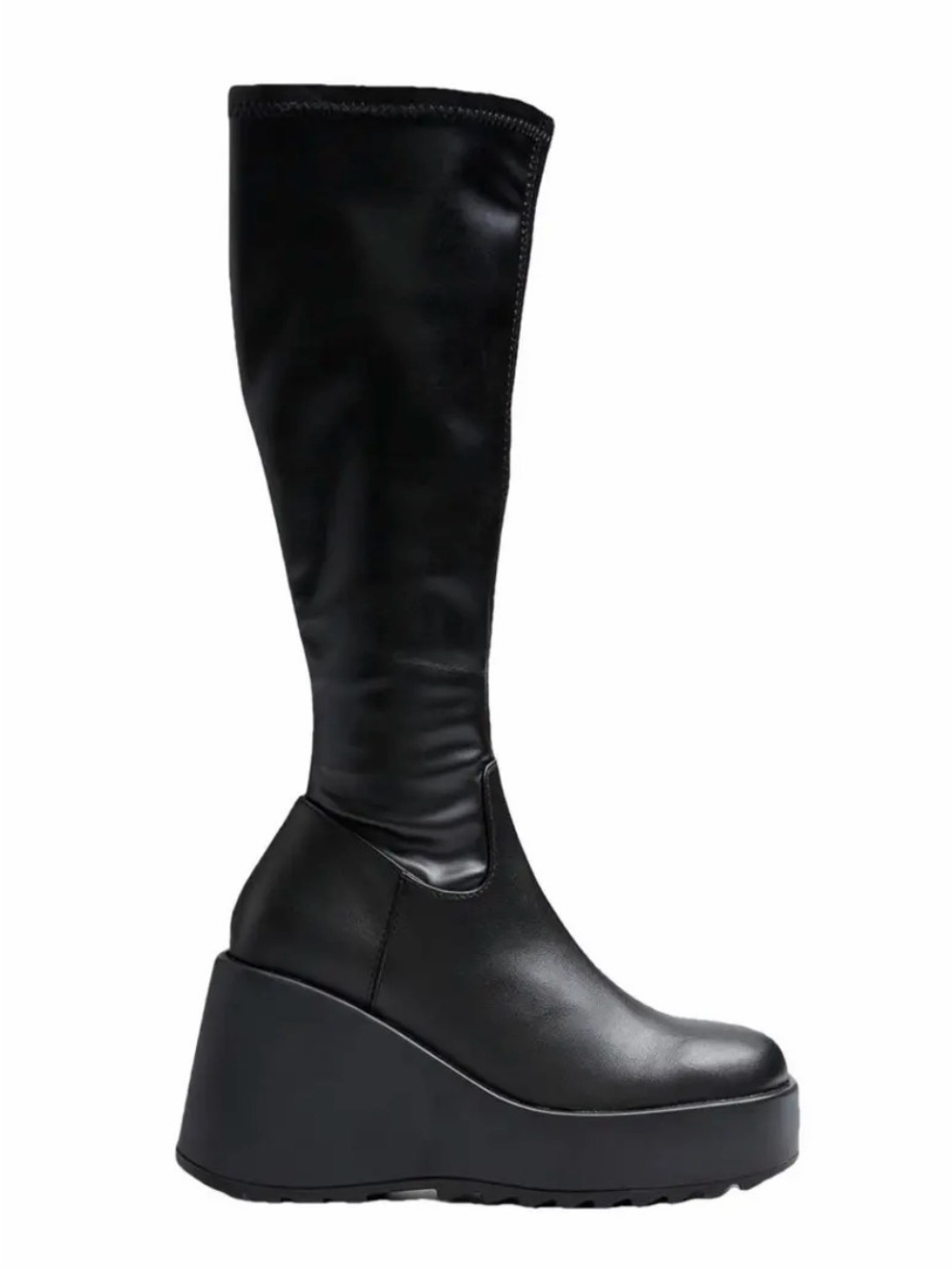 Steve Madden Black Knee-High Platform Wedge Boots - Women